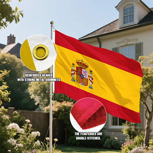 Bandera Nacional de España Personalizada de Fábrica para Exteriores, de Una o Dos Caras, 90x150cm, Bandera Española con Escudo, Poliéster 100D - Product Image 5