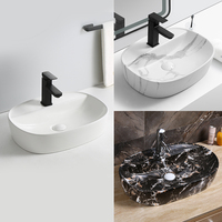 Lavabo Ovalado de Montaje Superior CE CUPC Europeo de 500mm, de Arcilla Refinada, con un Solo Orificio, Personalizado