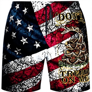 Shorts de plage pour hommes à séchage rapide, caleçons de bain avec cordon de serrage, doublure en mesh, imprimé drapeau, boardshorts, logo personnalisé - Product Image 3