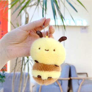 Porte-clés en peluche abeille de style Ins, mignons, en forme 3D, motifs d'animaux dodus, imprimés en relief, modèle BC-6, pour sacs et voitures - Product Image 6