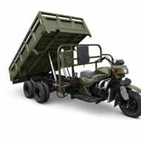KASAKO 350cc Side-car moto à double essieu auto-déchargeant avec carrosserie ouverte, vitesse maximale 50-70 km/h, capacité de charge 400 kg, 1 passager