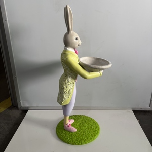 Escultura de Conejo <span class=keywords><strong>Caballero</strong></span> Personalizada de Resina OEM, Bandeja Vertical, Decoración de Pascua, Primavera, Hogar, Mesa, Manualidades de Conejitos de Resina - Product Image 2