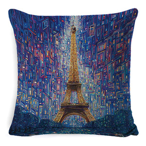 Housse de coussin personnalisable style peinture à l'huile, motif bâtiment célèbre, décoration intérieure, canapé de ferme, 100% coton - Product Image 4