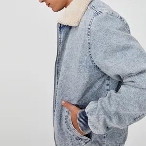 Винтажная Мужская джинсовая куртка-бомбер Qingzhihuo в новом стиле, с флисовой подкладкой