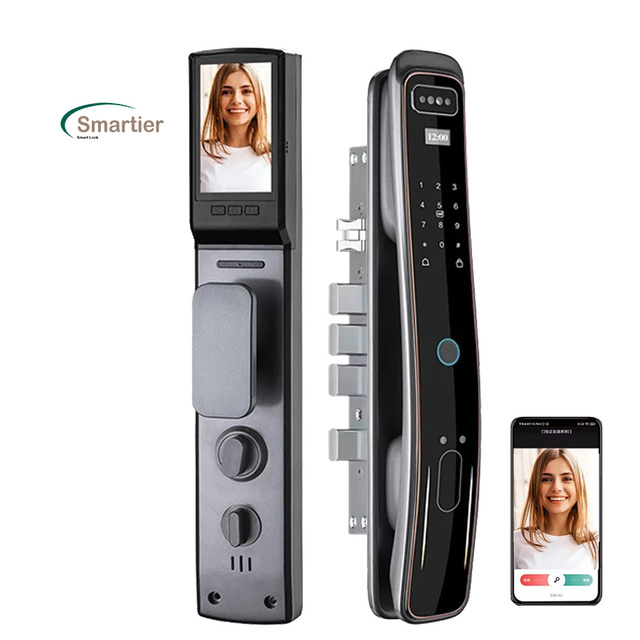3D Face Recognition Wood Door Lock Digital Biometric Fingerprint Password Card Code Usmart Smart Lock with Wi-Fi and Tuya App