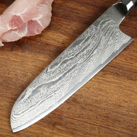 Couteau Santoku professionnel en acier damas 7.5 pouces, 73 couches, couteau Santoku noir G10
