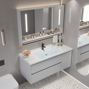 Moderner Stil Smart-Spiegel Wasserbeständiges Wandmontiertes Keramik-Waschbecken Badezimmerschrank Waschtisch Badezimmermöbel - Product Image 4