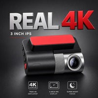 Caméra de rétroviseur intelligente 4K à double objectif, angle de 170°, enregistreur de conduite (DVR) pour voiture avec Wi-Fi intégré, GPS, écran IPS 3 pouces, batterie 200 mAh, Type C, enregistrement en boucle