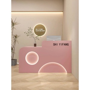 2025 New Best Selling Custom Reception <b>Desk</b> Beauty Salon Counter <b>Small</b> Reception Table Nail Salon Circular Reception <b>Desk</b> - Product Image 4