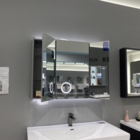 Ensemble de meuble-lavabo flottant moderne haut de gamme WJL pour femme, 90 cm, avec vasque en céramique intégrée et armoire miroir LED anti-buée