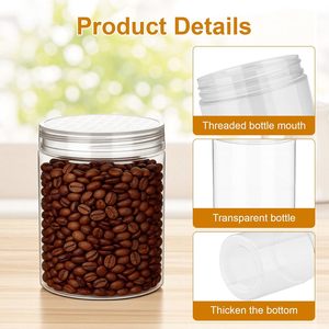 ขวดพลาสติก PET ใสทรงกระบอกขนาด 400 มล. 500 มล. เกรดอาหาร พร้อมฝาเกลียวเคลือบสีเงิน สำหรับเก็บเครื่องสำอางและขนม ขายส่ง - Product Image 2