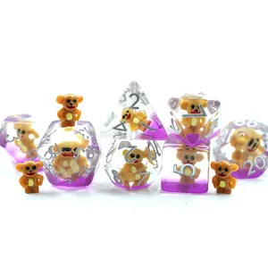 2024 yüksek kalite 7-Pcs 16mm reçine D & D oyunu zar yuvarlak kenar horoz dahil DND zar yeni varış - Product Image 6