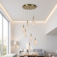 Suspension Jingshi Lighting Goutte d'Or, abat-jour en forme de larme blanc laiteux sur fils fins, luminaire de plafond pour la maison à l'éclat chaleureux