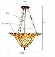 Lampe suspendue artisanale en verre teinté de 20 pouces, grand design en écailles de poisson, style européen et américain, lustre pour villa, maison, bar