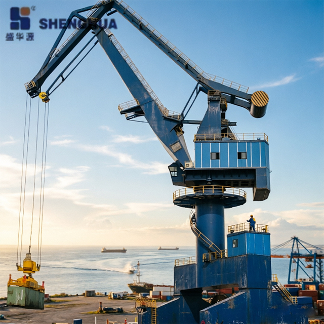 High Quality Shenghua Brand Marine Dock Jib Luffing Portal Crane 27m/min Traveling Speed 32-80 Ton Capacity 25m Lifting Height