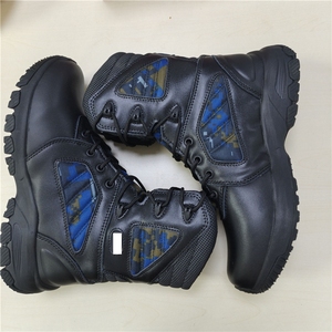 DFM13 Botas tácticas de seguridad para hombre, personalizadas, de cuero vacuno negro con camuflaje azul, zapatos de trabajo para hombre, tallas 38 - 46 - Product Image 3