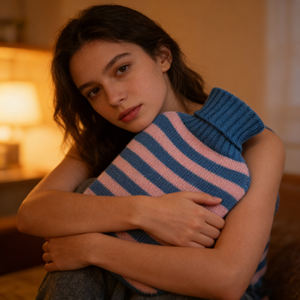 <span class=keywords><strong>Bouillotte</strong></span> en caoutchouc avec housse tricotée, durable, <span class=keywords><strong>chauffante</strong></span> et réutilisable pour soulager la douleur - Product Image 3