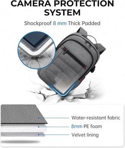 Sac à dos pour appareil photo compact, sac à dos pour appareil photo reflex numérique DSLR pour photographes, compatible avec ordinateur portable 13,3 pouces, étanche/antivol - Product Image 4