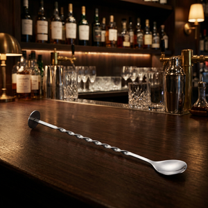 Cuillère à cocktail torsadée, outil de bar, métal, réutilisable, style classique - Product Image 2