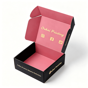 Boîte d'expédition en carton ondulé avec logo en feuille d'or et icônes de réseaux sociaux imprimées, cartons pliables pour l'emballage de marques cosmétiques - Product Image 3