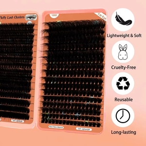 Extensions <span class=keywords><strong>de</strong></span> cils synthétiques <span class=keywords><strong>3D</strong></span> multi-couches scintillantes effet volume œil <span class=keywords><strong>de</strong></span> chat 100D 200D D Curl pré-coupées segmentées DIY - Product Image 4