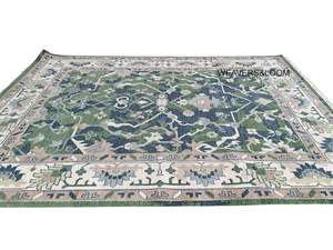 Tapis Oushak noué à la main 8x10, livraison rapide, vert, bleu, laine turque, tapis d'intérieur, style oriental floral, style vintage, décoration de salon - Product Image 5