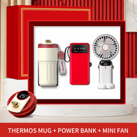Ensemble cadeau ventilateur, tasse et batterie externe – Gadgets pratiques pour les activités d'entreprise, les réunions professionnelles et les cadeaux saisonniers