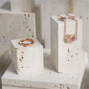 Support de présentation en travertin jaune, ornement géométrique tridimensionnel, modèle de décoration d'entrée de maison, banc à chaussures - Product Image 2