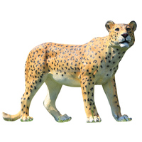 Grandes sculptures d'animaux pour parc de vacances en plein air, accessoires de décoration artificielle réaliste, statues de léopard réalistes en fibre de verre grandeur nature