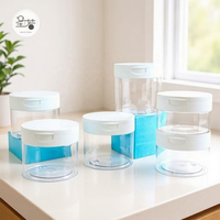 Pot cosmétique unique en plastique PET transparent à large ouverture de 200 ml à 500 ml, pour crème, beurre corporel, poudre dentaire, avec couvercle à clapet