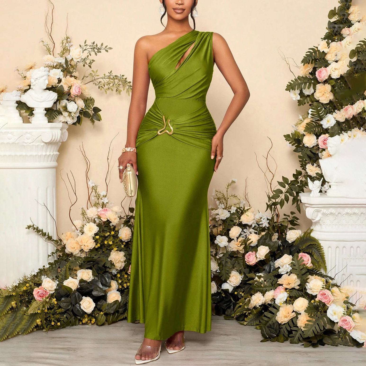 green emerald velvet dress Black Draped Gown XXL main image 0