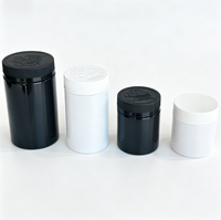 Bouteille en plastique à large ouverture personnalisée pour animaux de compagnie, 120, 150, 220, 350 ml, avec bouchons de sécurité pour enfants à motifs, utilisée pour les capsules, les fleurs