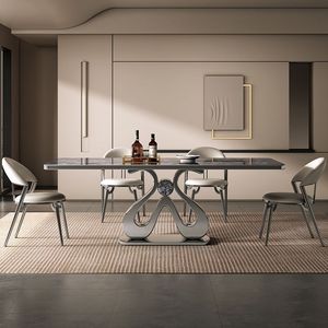 Italian Style Stone Slab Dining Table Rectangle Modern Minimalist Light Luxury Designer Villa Home Furniture - Product Image 2