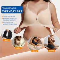 Sujetador deportivo inalámbrico sin costuras 4xl de talla grande con pechos grandes, realce con bandas anchas, diseño festoneado elegante para mujer