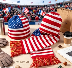 Custom Football Fan <b>Scarf</b> and Hat Set Satin Supporter Merchandise for Sports Clubs Tournaments and Corporate Events - Product Image 1