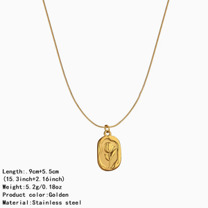 Collier Pendentif en Acier Inoxydable Plaqué Or 18K PVD, Breloques Fleur Rose Rétro Tendance, Étanche, pour <span class=keywords><strong>Femme</strong></span>, Vente en Gros - Product Image 3