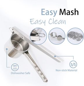 Prensa de Patatas de Acero Inoxidable con 3 Discos, Utensilio de Cocina para Puré de Patatas, Prensa Manual, Colador de Alimentos para Bebés, Exprimidor de Frutas, Apto para Lavavajillas - Product Image 2