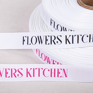 Logotipo en relieve de cinta de grogrén de una sola cara de poliéster 100% de marca personalizada para envolver regalos y decoraciones - Product Image 3