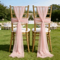 Nœuds de chaise en tulle transparent de 275 cm de long pour décorations latérales de dossier de chaise de mariage ou d'église
