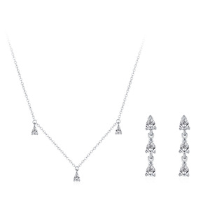 Collier et boucles d'oreilles en argent sterling S925 pour femmes, simples, élégants et polyvalents pour les tenues de soirée - Product Image 1