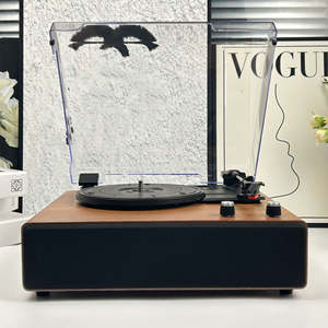 Walnut Wood 3 Speed <b>Vinyl</b> <b>Record</b> Player BT FM CD Gramophone with Integrated Speaker Turntable Decor High Fidelity Audio - Product Image 4