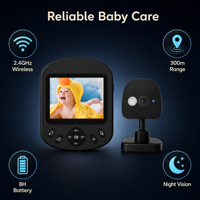 Caméra de surveillance pour bébé 1080p HD 12MP, vision nocturne, conversation bidirectionnelle, berceuses apaisantes, écran couleur 2,8 pouces, surveillance grand angle 120°