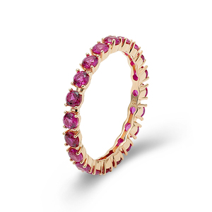 925925 Sterling Silver Gold Plated đá quý retro hình học Vòng Red Zircon đệm Tennis trang sức nhẫn bạc - Product Image 1