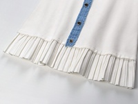 Robe courte en maille ajustée à manches courtes en denim patchwork pour femme, conçue pour le printemps et l'été, à simple boutonnage