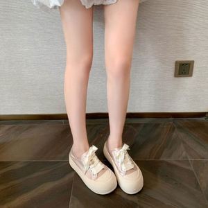 Zapatillas de mujer con cordones estilo coreano, de satén de seda, con punta redonda y suela gruesa, de gran tamaño, novedad 2026 - Product Image 6