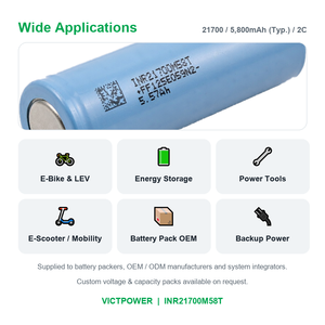 Batterie lithium-ion cylindrique Victpower INR21700-M58T 5000mAh à très haute capacité, 1000+ cycles pour l'électronique grand public - Product Image 6