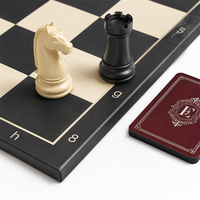 Jeu d'échecs classique personnalisé Staunton avec cartes tactiques, plateau pliable gris et boîte rigide en carton