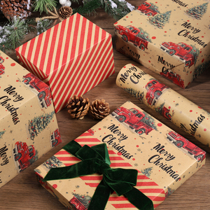 Matte Double-sided Pattern Coated Paper Vintage Bronzing Elk & Tree Pattern Christmas Wrapping Paper Roll Gift Decoration - Product Image 5