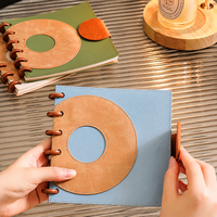 Carnet à disques en cuir PU de qualité supérieure, carnet à feuilles mobiles, journal créatif à couverture carrée détachable