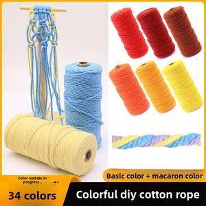 Cordon en coton tressé teint de 3 mm x 50 m, coloré, pour artisanat DIY, tapisserie, tissage, cordon de serrage et attache. - Product Image 4